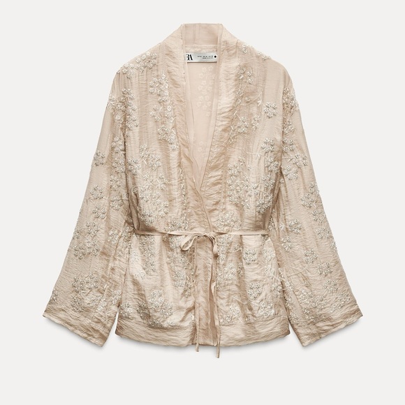 Zara Embroidered Beaded Kimono Top - Picture 1 of 3